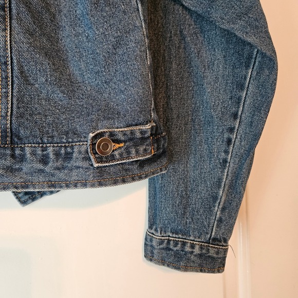 Love Tree Denim Medium Sherpa Lined Denim Jacket Embroidered Trucker Floral - Picture 11 of 15